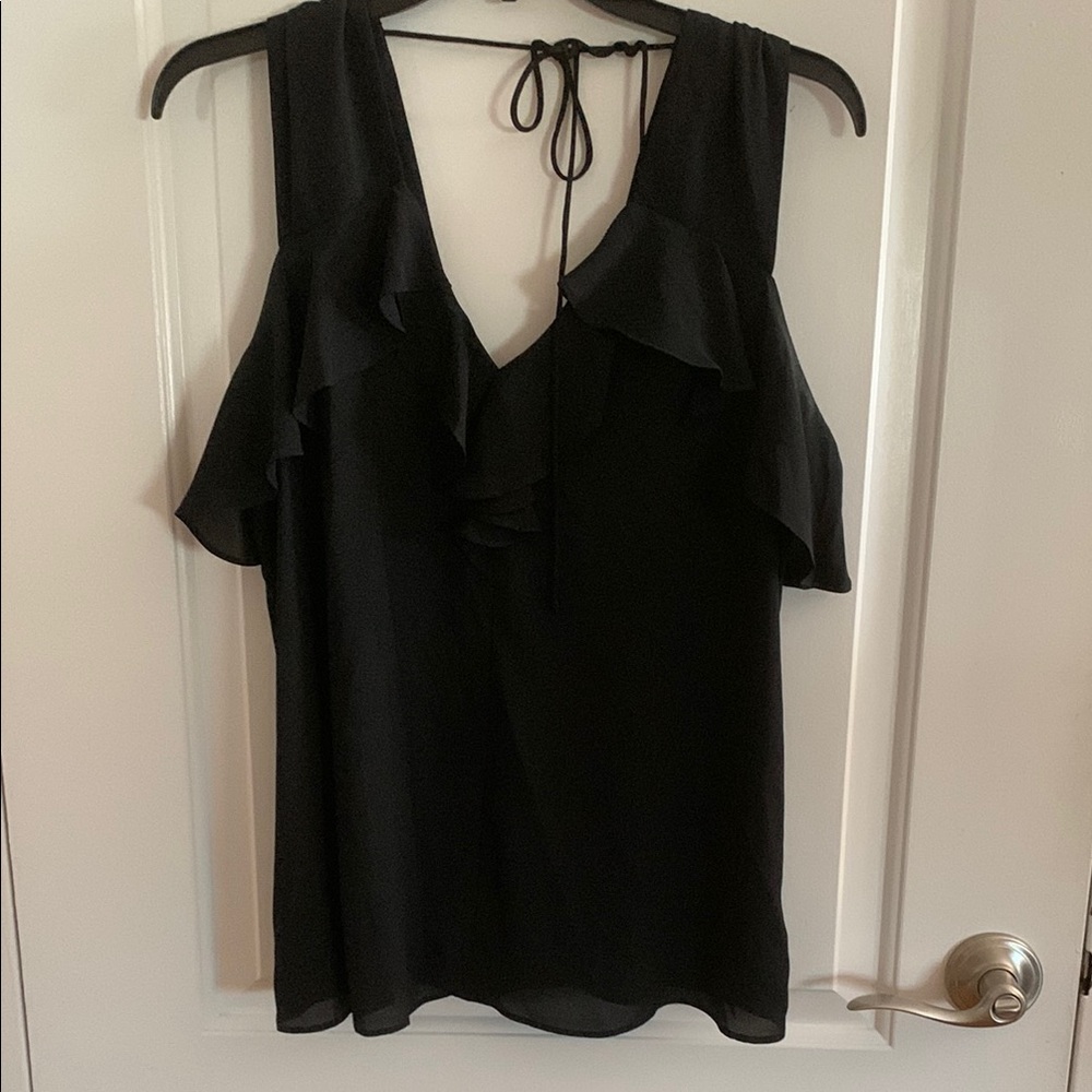 Express Black Ruffle V-Neck Blouse